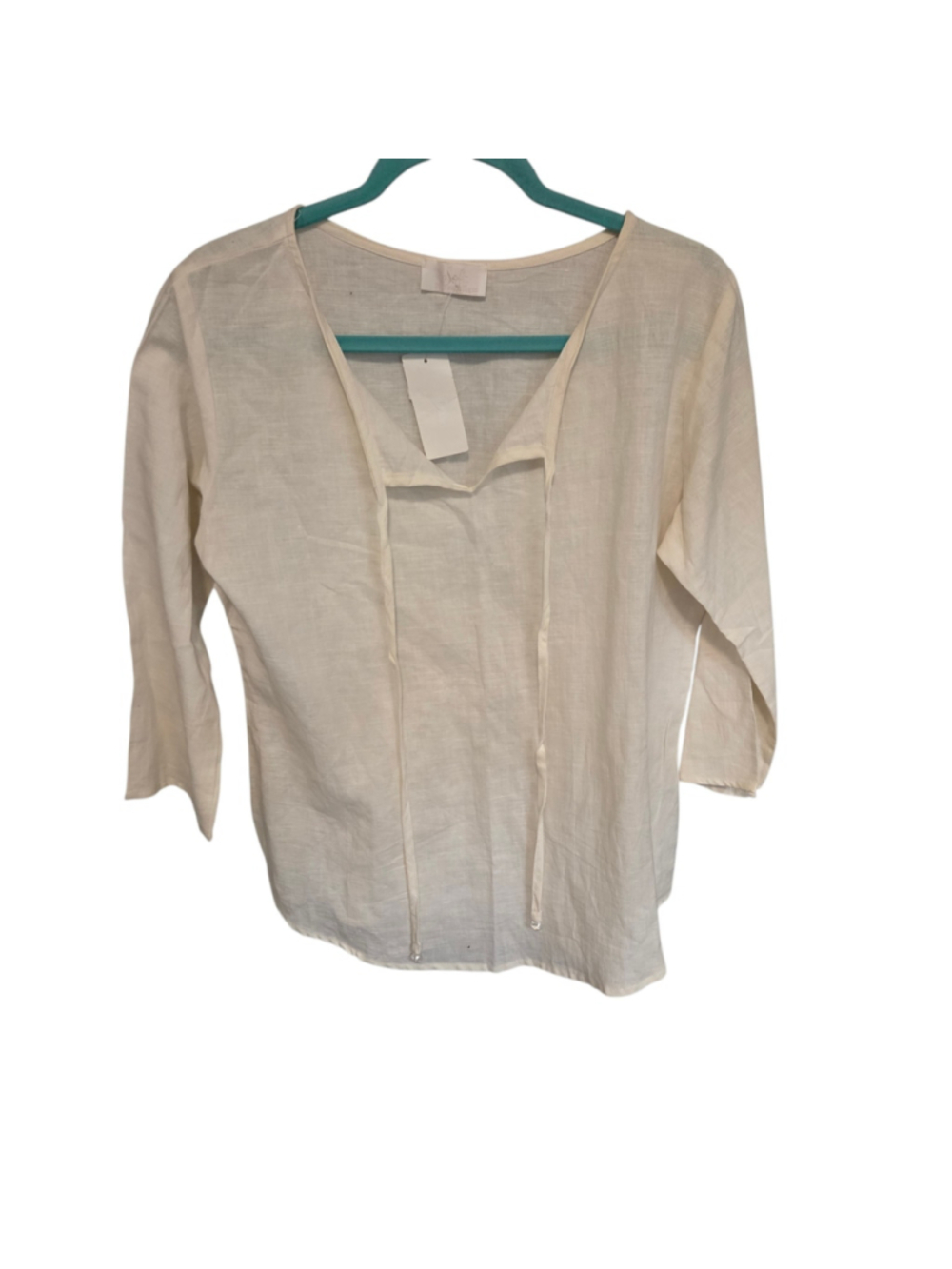 Women's Soft Surroundings Beige Linen Blend Blouse Size M